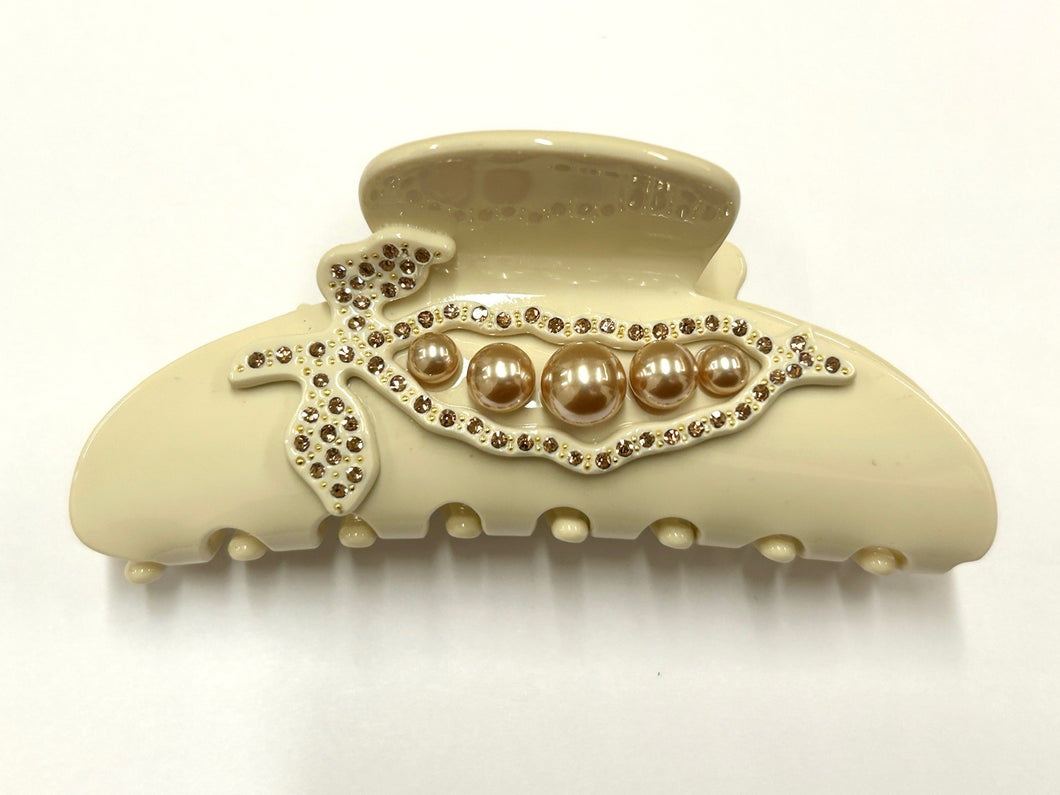 Antique Pearl Draped Rhinestone Flower Jaw